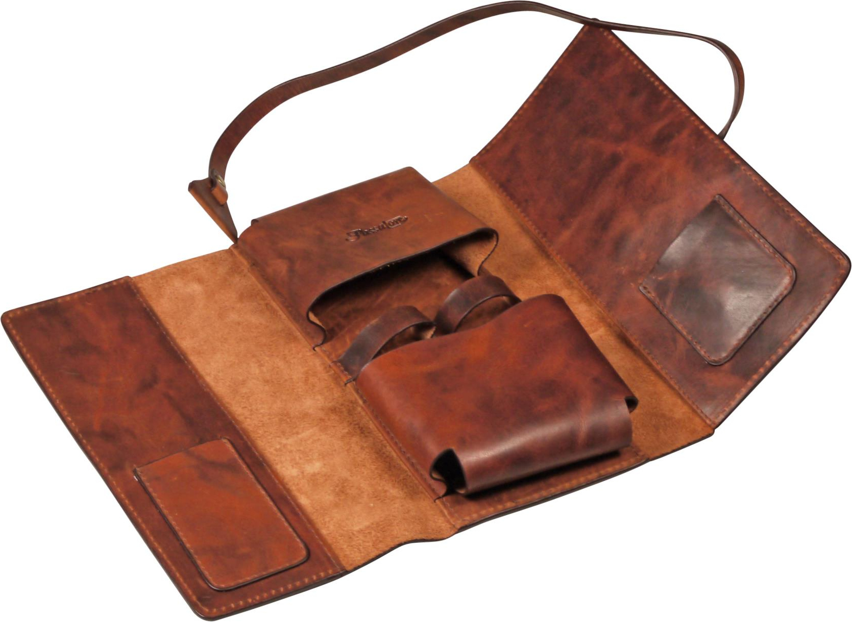 PASSATORE Pfeifen-Rollbeutel Leder braun antik 20cm / 2er 630504