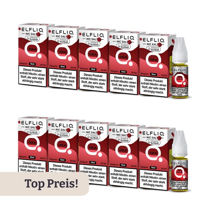 10er Pack E-Liquid Nikotinsalz ELFBAR Elfliq Cola 20mg 43581