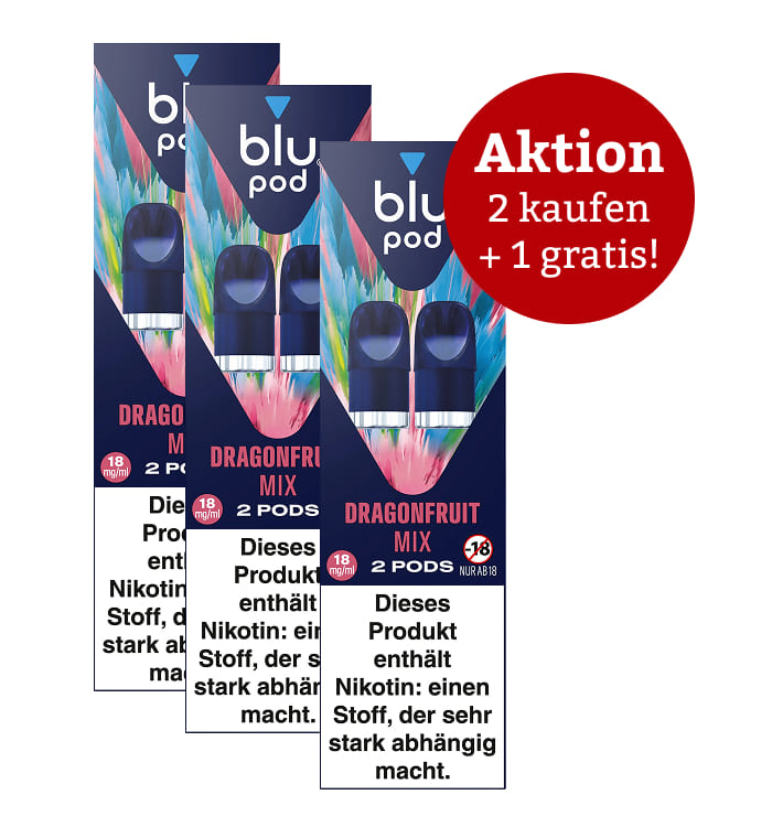 Aktion: 2 x kaufen, 3 erhalten E-Liquidpod BLU POD DRAGONFRUIT MIX 18mg 2 Pods