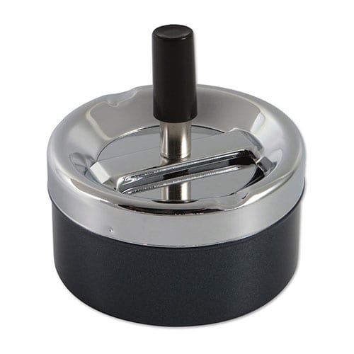 Schleuderaschenbecher aus Metall Chrom in schwarz matt 9 cm Durchnesser 60064