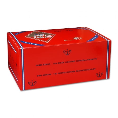 Kohletabletten Three Kings für Wasserpfeifen 40 mm Durchmesser 10 Rollen à 10 Kohletabletten 524