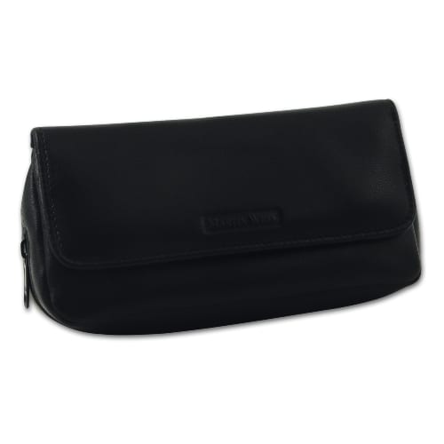 Tabakbeutel mit Pfeifentasche Lea für eine Pfeife aus Metislammleder glatt in schwarz 7704