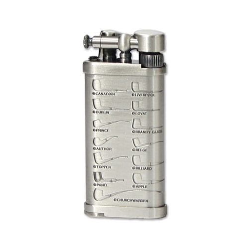 Pfeifenfeuerzeug Stein IM CORONA Old Boy chrom mit Stopfer 6205