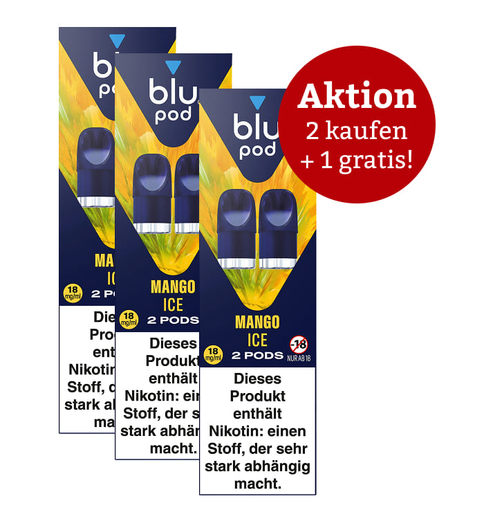 Aktion: 2 x kaufen, 3 erhalten E-Liquidpod BLU POD Mango Ice 18mg 2 Pods