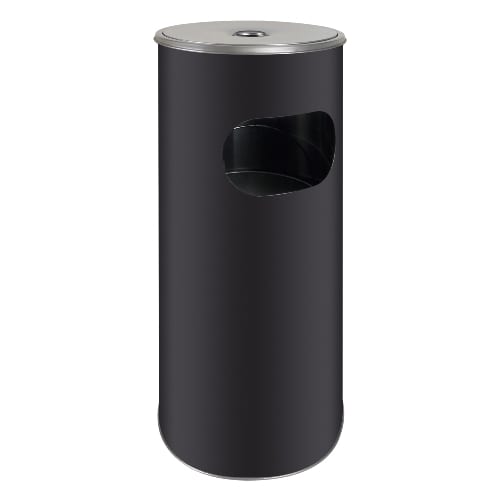 Standascher schwarz matt mit Abfallkorb 58 cm hoch Ø 20,5 cm 35380