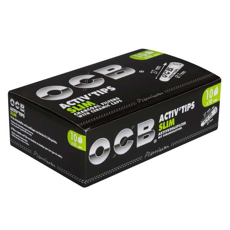 OCB Activ'Tips Slim 7mm – Aktivkohlefilter Display mit 500 Stück SW16585