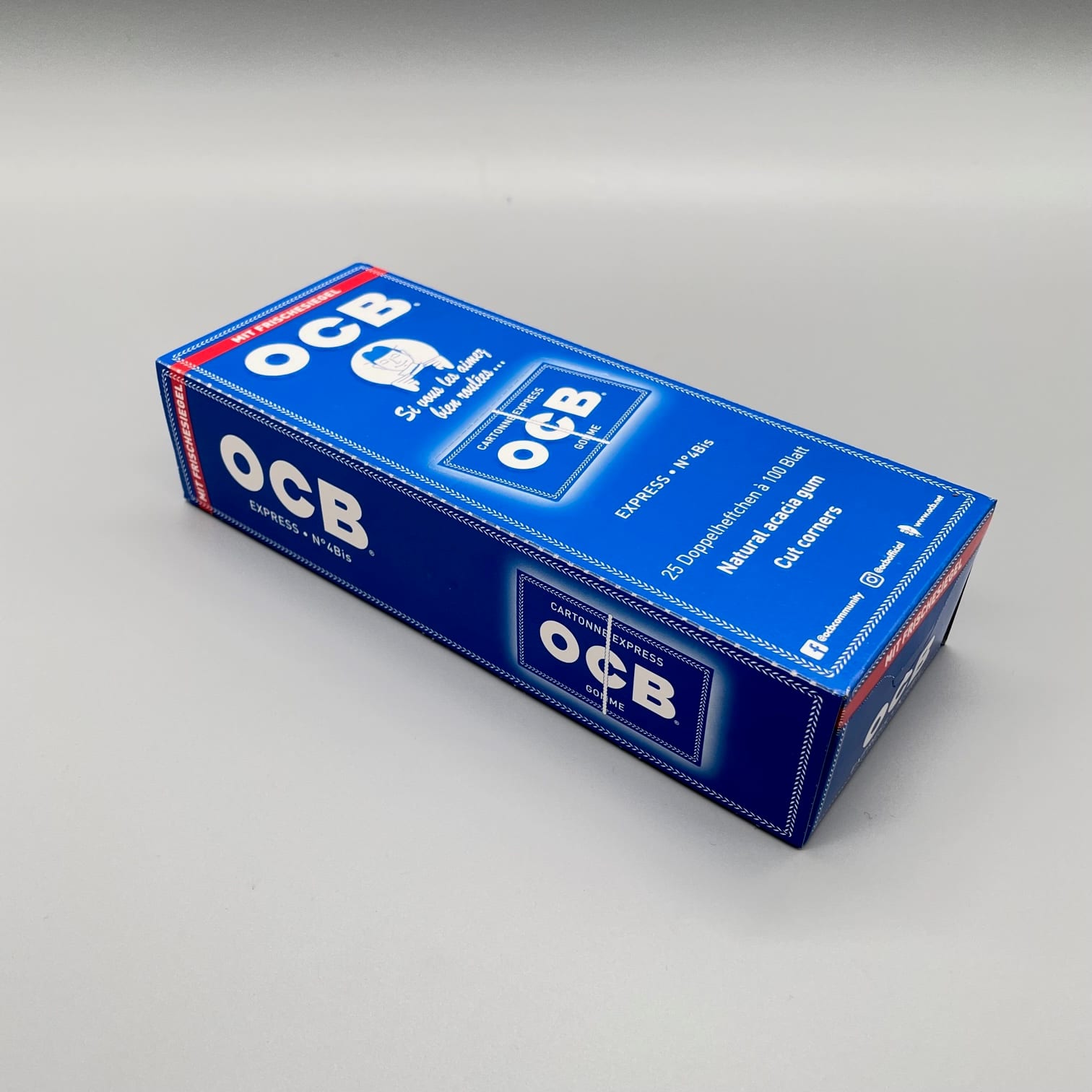 DISPLAY 25 Heftchen à 100 Blättchen Zigarettenpapier OCB Blau Gummizug SW12342