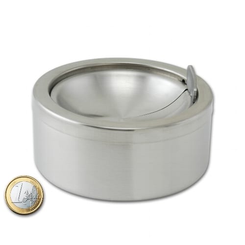 Kippaschenbecher aus Edelstahl gebürstet in silber matt 95554