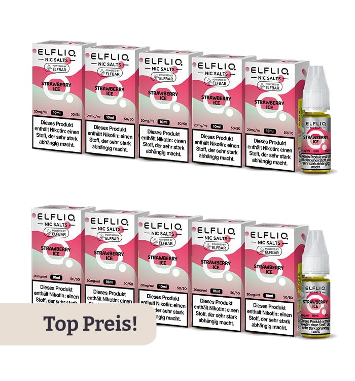 10er Pack E-Liquid Nikotinsalz ELFBAR Elfliq Strawberry Ice 20mg 43701