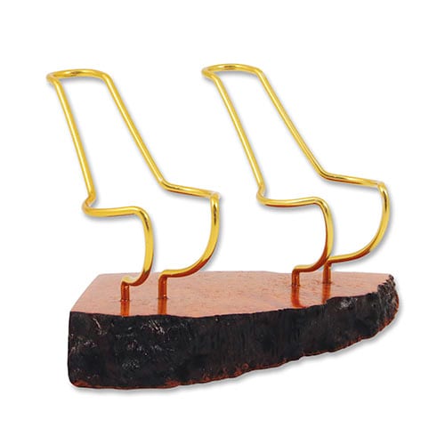 Pfeifenständer für zwei Pfeifen aus Bruyèreholz Platea Messing in braun gold 6654