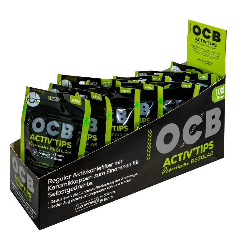 Display OCB Activ'Tips Premium Regular 8mm 10 Beutel