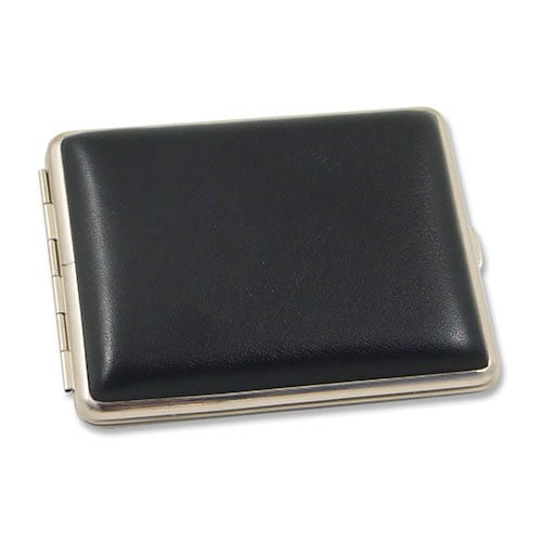 Zigarilloetui 10er aus Kunstleder Metall in schwarz silber 55664
