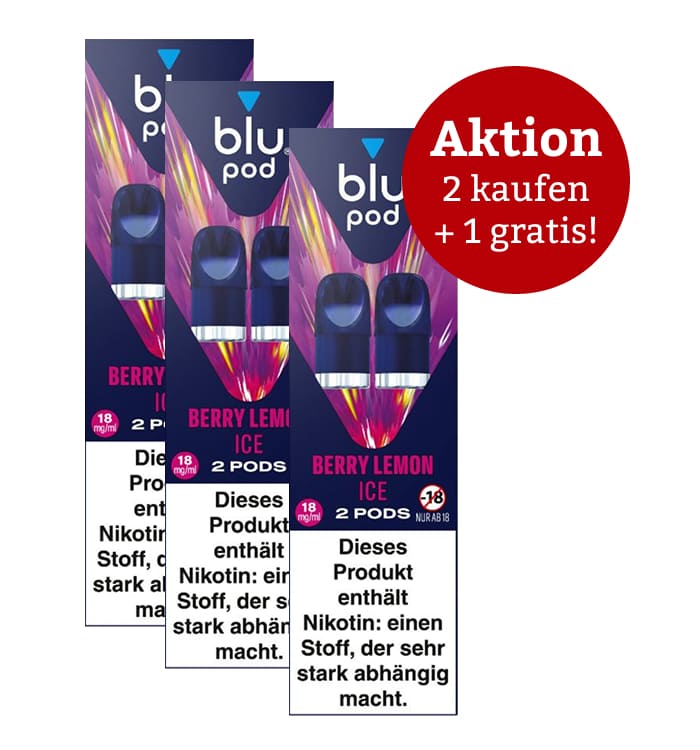 Aktion: 2 x kaufen, 3 erhalten E-Liquidpod BLU POD BERRY LEMON ICE 18mg 2 Pods