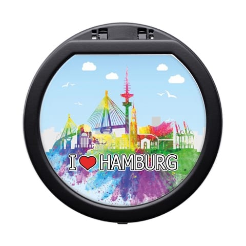 Metallascher ATOMIC I love Hamburg mit Deckel schwarz 36610