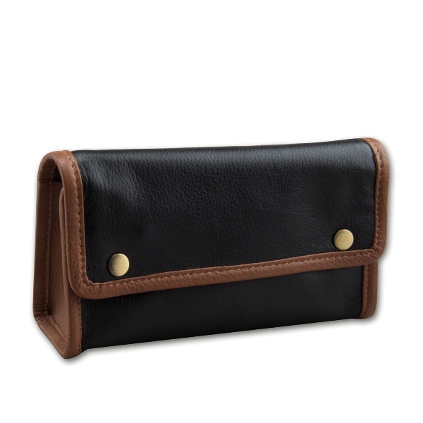 Tabak-Kombibeutel 1er Leder schwarz / braun 18 x 10 cm 93617