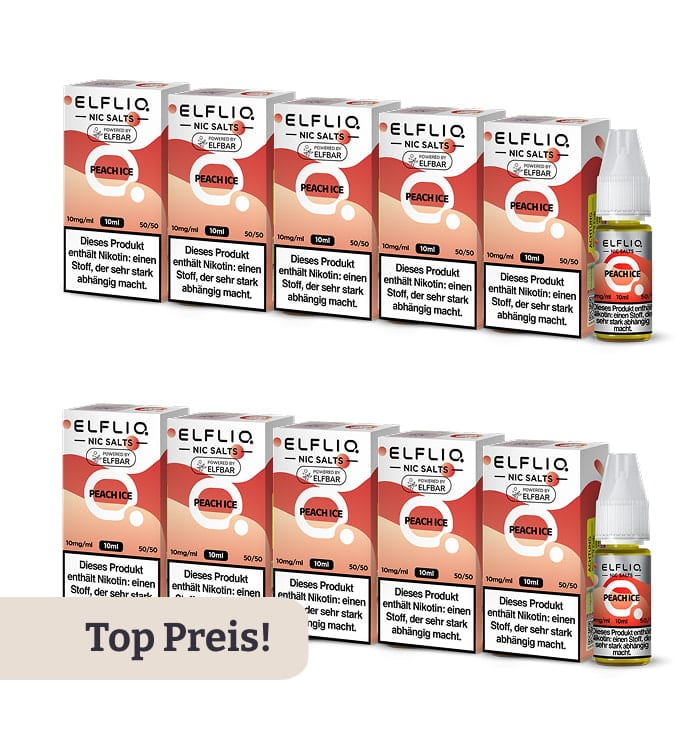 10er Pack E-Liquid Nikotinsalz ELFBAR Elfliq Peach Ice 10mg 4296