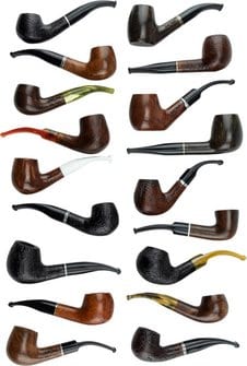 18 Stück Pfeife JEAN CLAUDE glatt+sand sortierte Modelle, Ring Acryl 413420