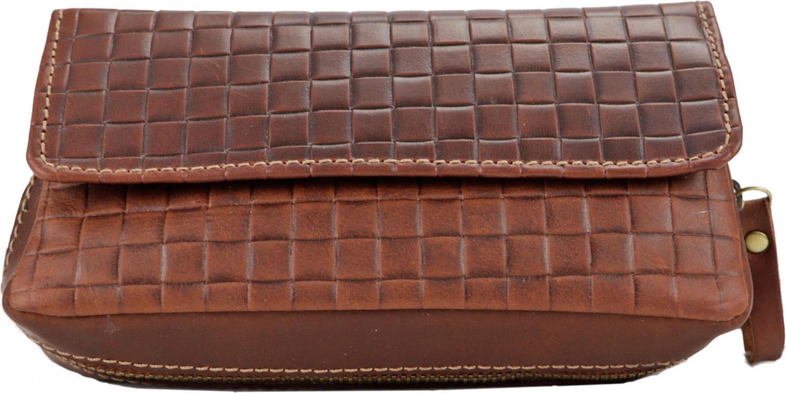 Pfeifentasche Leder braun antik Flechtdesign/Überschlag 2er 630867