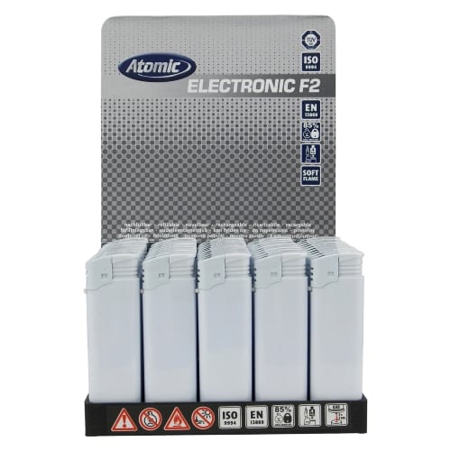 Einwegfeuerzeug Piezo ATOMIC Weiß 43693