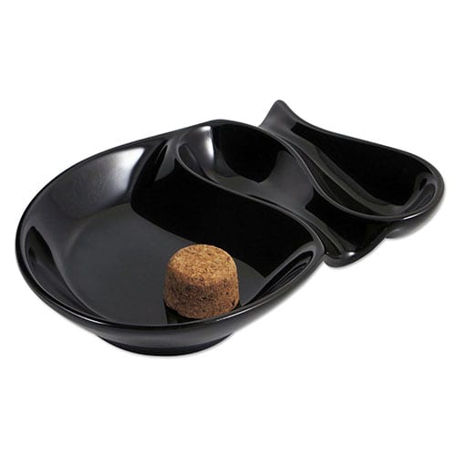 Pfeifenaschenbecher aus Keramik schwarz glänzend oval 2 Ablagen 83255