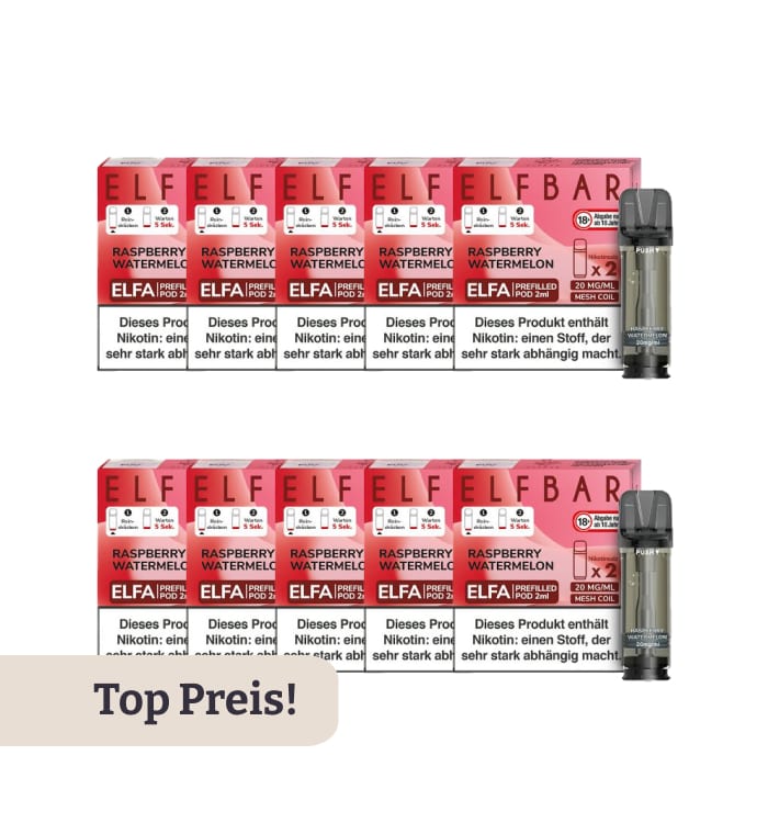 10er Pack E-Liquidpod ELFBAR Elfa Raspberry Watermelon 20 mg 2 Pods 404371511