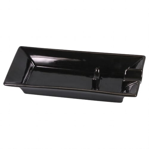 Cigarrenascher Keramik schwarz 1 Ablage 9,2 x 18,3 cm 35514