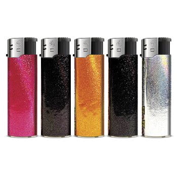 Einwegfeuerzeug Piezo TOBALIQ Alu Glitzer Glitzer Steller mit 50 Stück 65286