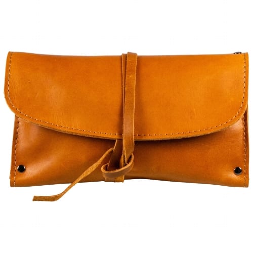 Pfeife Einsteigerset JEAN CLAUDE braun gebogen/Rollbeutel Leder braun 36002