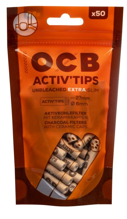 OCB Activ'Tips 6mm – Extra Slim Unbleached Filter, 50er Pack