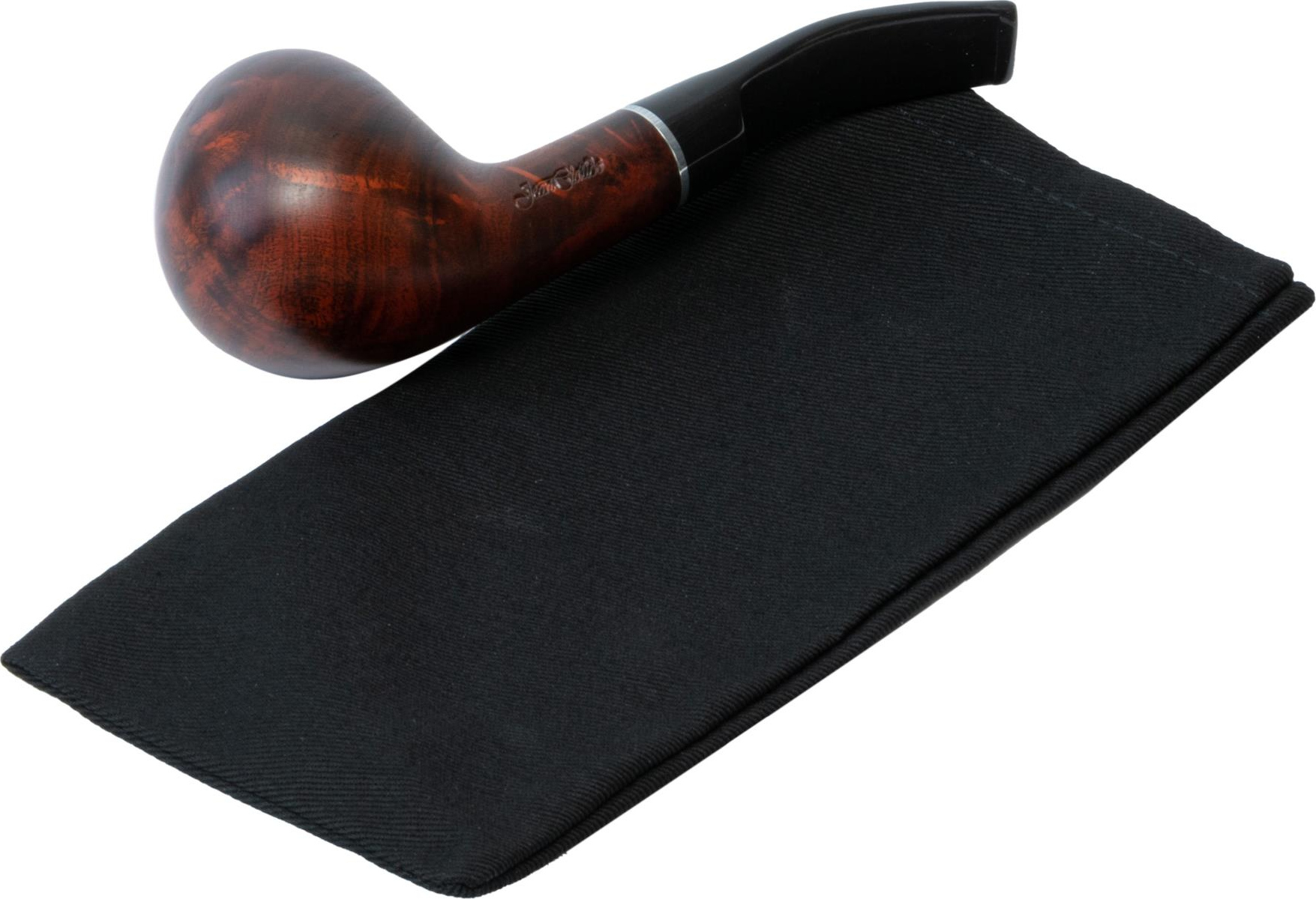 Pfeife JEAN CLAUDE gebogen rot/schwarz Chromring/Acrlymundst 475111
