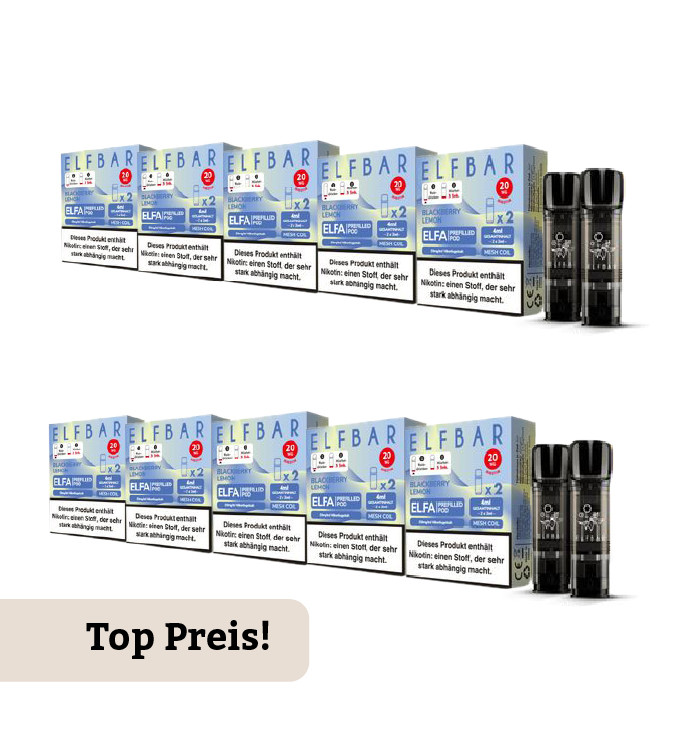 10er Pack E-Liquidpod ELFBAR Elfa Blackberry Lemon 20 mg 2 Pods 40404