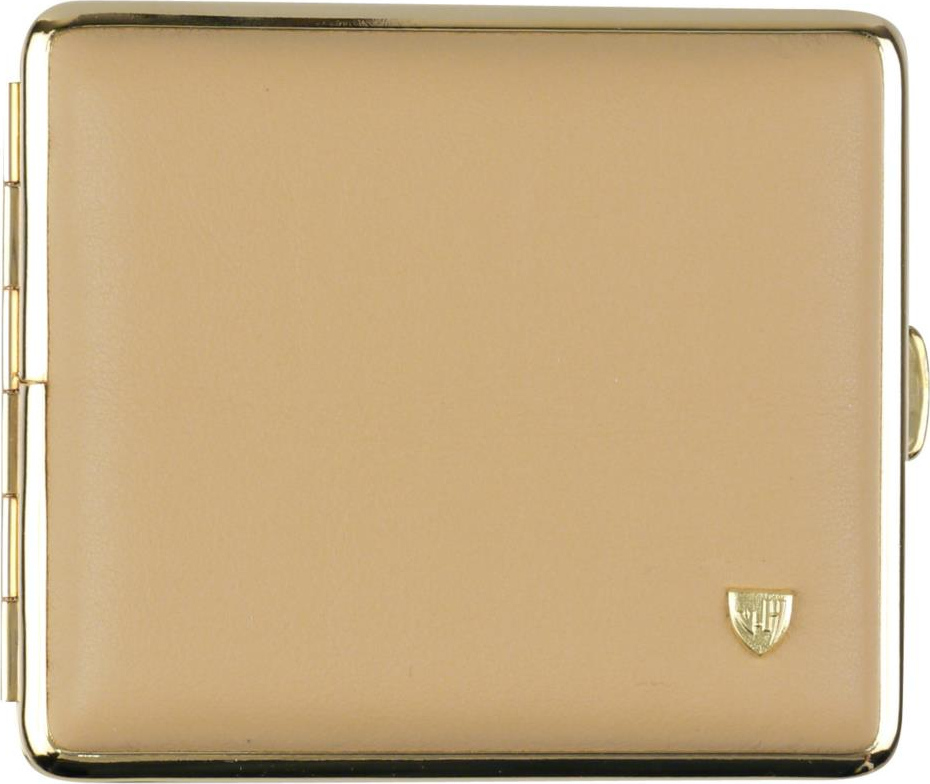 Zigtt.-Etui v.H. Soft-Leder beige, Rahmen vergoldet  18er 605622