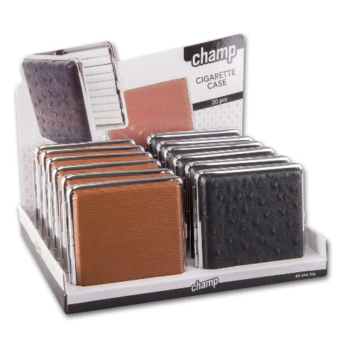 Zigarettenetui Kunstleder 20er CHAMP schwarz und braun sortiert 35562