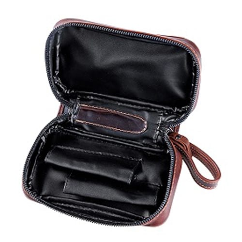 Pfeifentasche 2er ANGELO Leder braun Schlangenoptik 37979