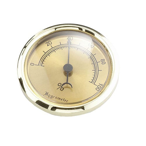 Hygrometer zum Einbauen in Humidore aus Messing in gold 7,5 cm Durchmesser 74424