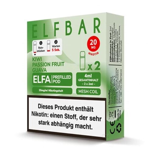 E-Liquidpod ELFBAR Elfa Kiwi Passion Fruit Guava 20 mg 2 Pods 17618
