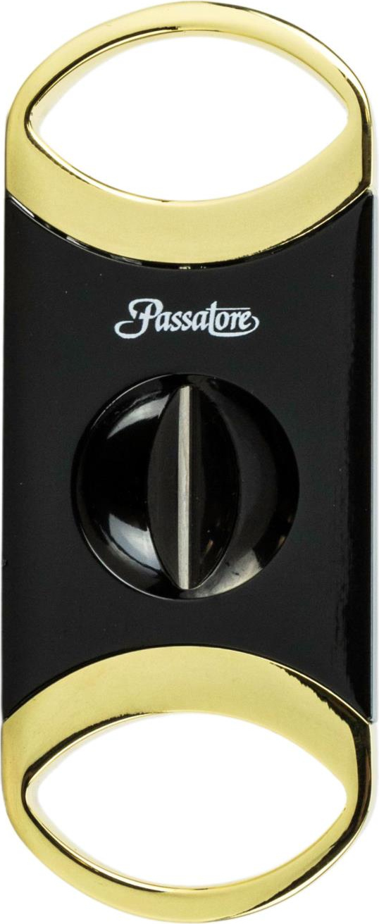 PASSATORE Zigarren-Abschn. Metall Kerbschnitt schwarz/gold 593464