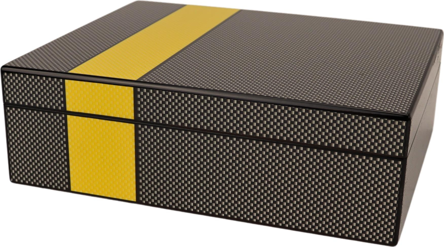 Humidor carbonfinish grün/gelb glänzend, ca. 20-30 Zigarren 561017