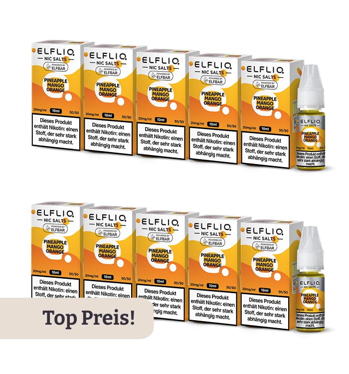 10er Pack E-Liquid Nikotinsalz ELFBAR Elfliq Pineapple Mango Orange 20mg 4365