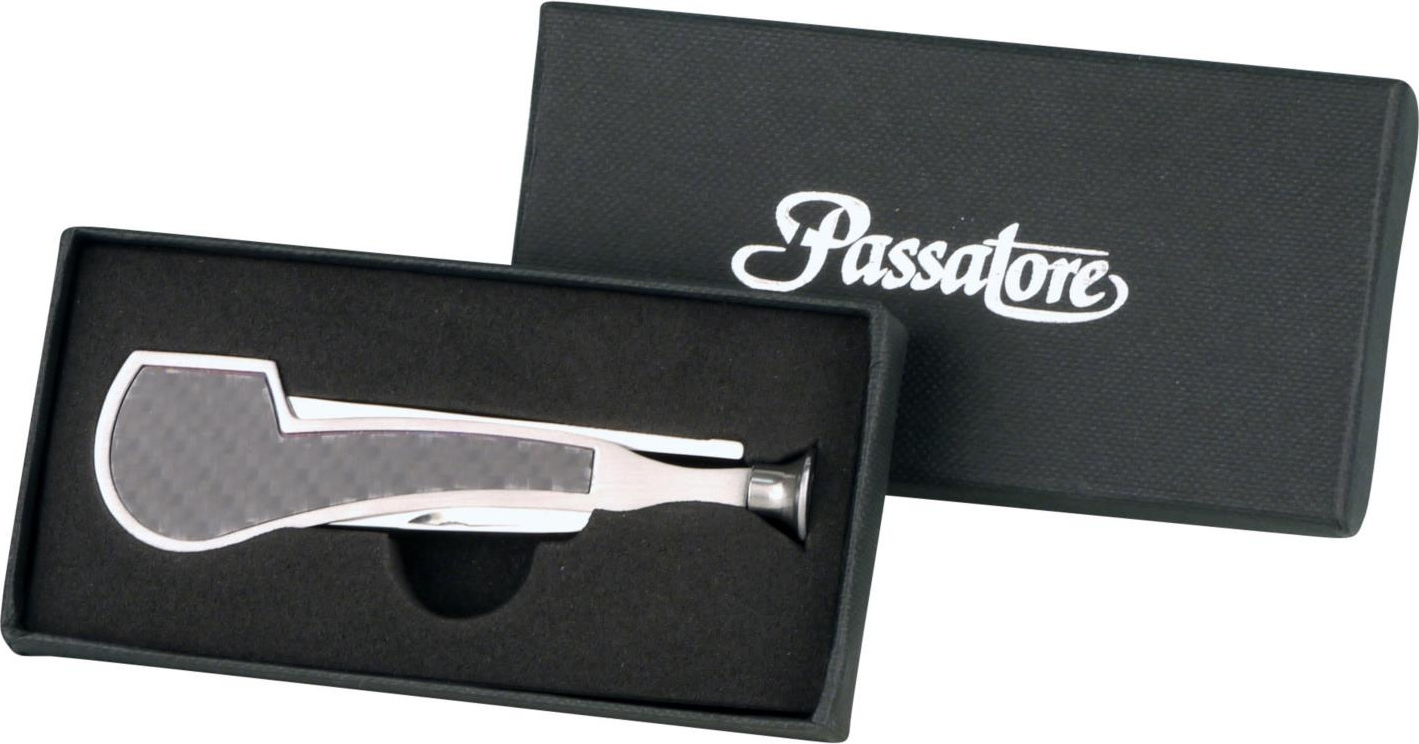 PASSATORE Pfeifenmesser Pfeifenform Carbon  3-tlg. 491153