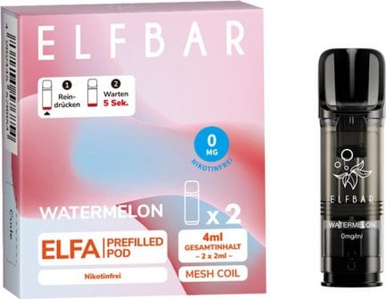 E-Liquidpod ELFBAR ELFA Watermelon 2ml Pod 0mg Nikotin 2er ( OHNE NIKOTIN ) 40461