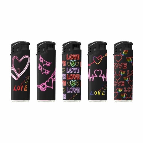 25 Feuerzeuge Turbo ATOMIC Love Neon 36879