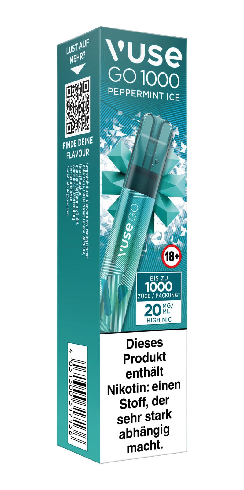 Einweg eZigarette Vuse GO Peppermint Ice 20mg bis zu 1000 Puffs 40205