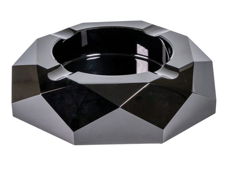 Zigarrenascher Kristallglas achteckig schwarz 4 Ablagen 523442