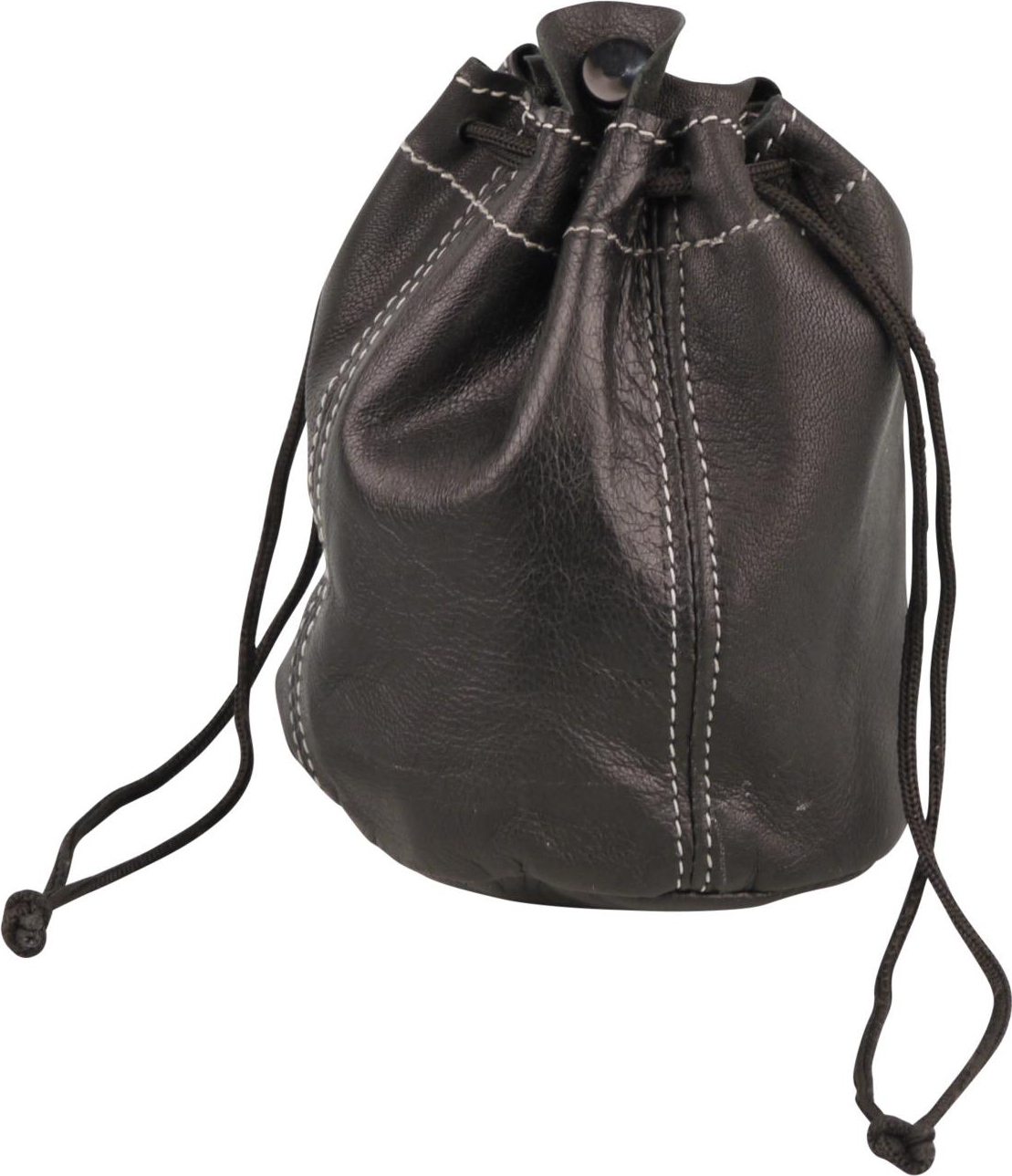 Zugbeutel Leder schwarz/Steppung mit Kautschukfutter 625213