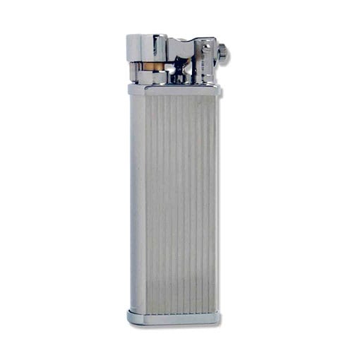 Feuerzeug Pearl Eddy für Pfeifen aus Chrom poliert in silber glänzend liniert 78839