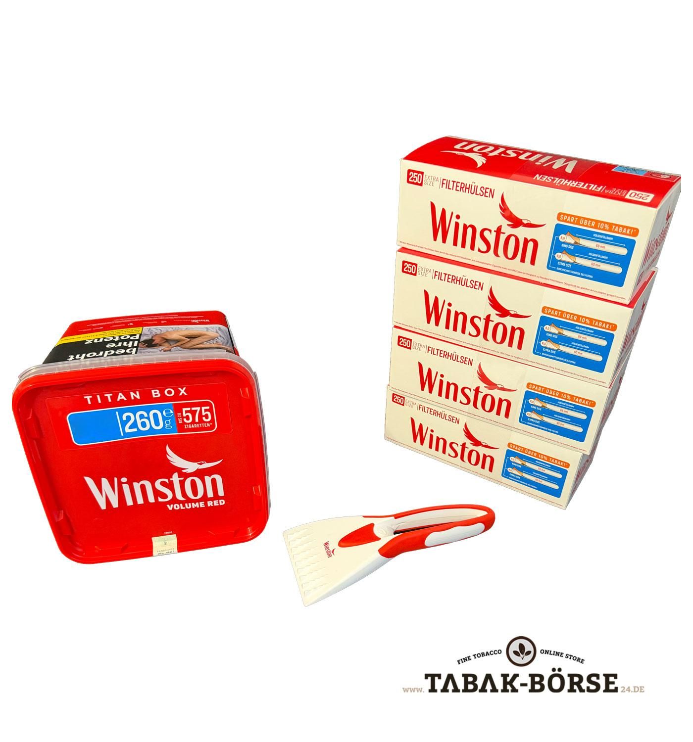 1 xWinston Red Titan Box260Gramm& 1.000 Winston Extra Hülsen & 1 x Eiskratzer