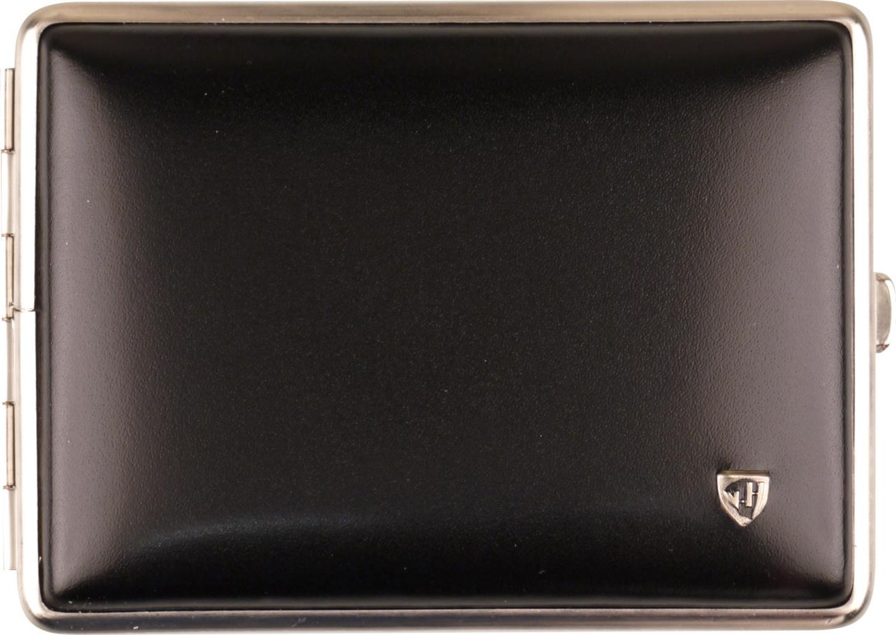 Zigtt.-Etui v.H. Soft-Leder schwarz Rahmen nickel matt 100m 612941