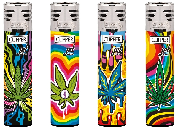 Einwegfeuerzeug Piezo CLIPPER Jet Flame Mazed Leaves /Steller 48 Stück 81892