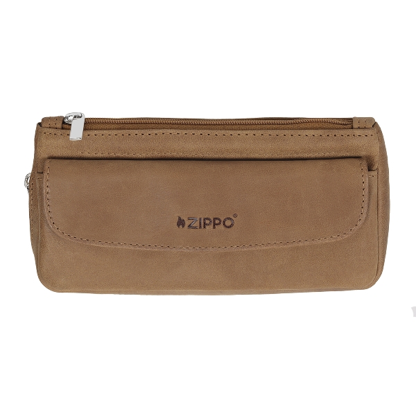 Pfeifentasche 1er ZIPPO Leder natur Vintage 19x10x5,4cm 2008010 48059